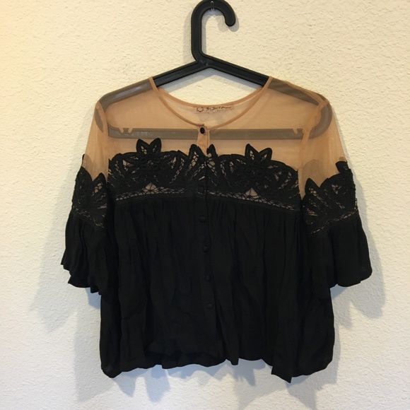 For Love And Lemons Tops - For Love & Lemons black lace button down top For Love And Lemons Tops - For Love & Lemons black lace button down top